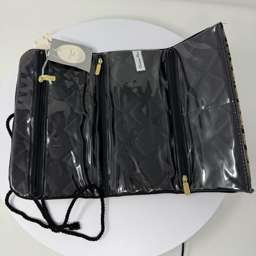 Vintage Christian Dior Houndstooth Travel Jewelry Organizer Roll Case CD gold - Picture 15 of 16